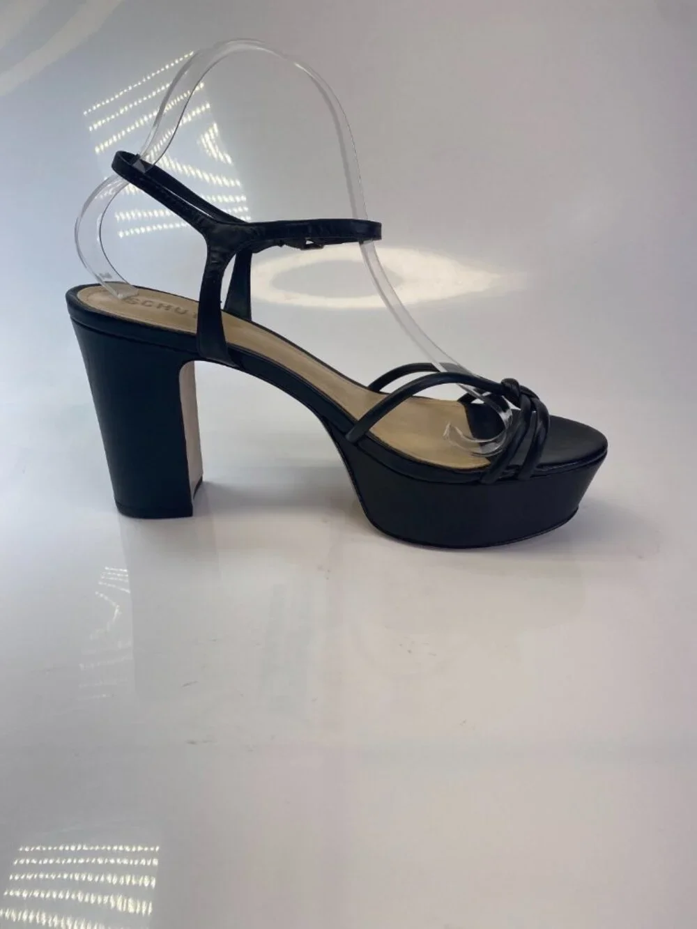 Schutz Kelsie Womens Black Platform Strappy Heel Sandal Sz 10